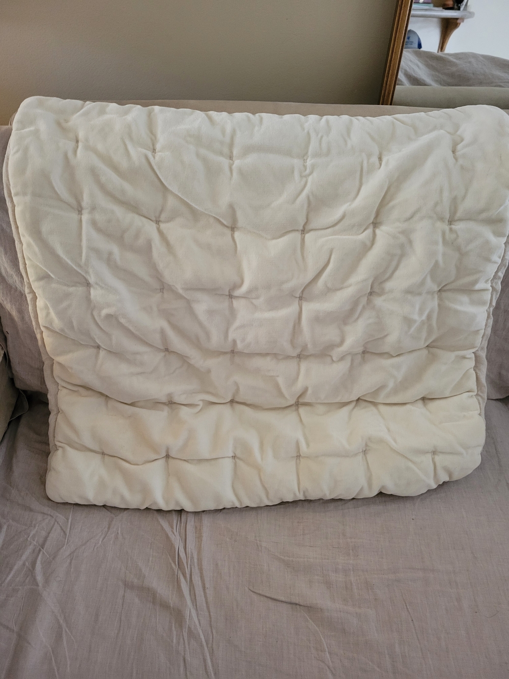 Restoration Hardware Velvet & Linen Tufted SHAM EURO